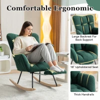 Cozy Teddy Fabric Rocking Chair with Adjustable Footstool, Ergonomic Nursery Chair for Living Room Bedroom, 37-49'' L x 26"W x 35-36" H, Green(m-7)