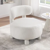 Cozy Teddy Fabric Accent Chair with Padded Seat Cushion, Modern Slipper Chair for Living Room Bedroom Vanity, 28.5'' L x 28.5"W x 30" H, White(m-9)