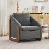 Elegant Chenille Armchair with Cushioned Seat and Nailhead Trim, Ergonomic Accent Chair with Sturdy Wood Frame, 29'' L x 29" W x 29" H, Gray(m-9)