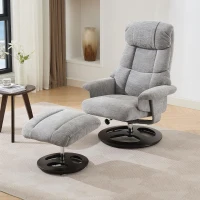 Ergonomic Recliner Chair with Ottoman and Massage, Cozy Swivel Lounge Chair with Heated Seat and 140° Recline, 32'' L x 33" W x 43.5" H, Grey(m-1)