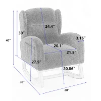 Cozy Teddy Fabric Rocking Chair with Wingback and Larger Seat, Ergonomic Nursery Chair for Living Room Bedroom, 38'' L x 28"W x 40" H, Black(m-3)