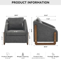 Elegant Chenille Armchair with Cushioned Seat and Nailhead Trim, Ergonomic Accent Chair with Sturdy Wood Frame, 29'' L x 29" W x 29" H, Gray(m-3)