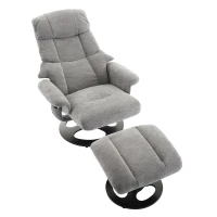 Ergonomic Recliner Chair with Ottoman and Massage, Cozy Swivel Lounge Chair with Heated Seat and 140° Recline, 32'' L x 33" W x 43.5" H, Grey(m-11)