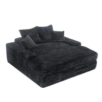 Spacious Corduroy Chaise Lounge Sofa with High-Resilience Foam, Plush Sleeper Couch for Living Room Apartment, 69'' L x 65.5"W x 24.5" H, Gray(m-2)