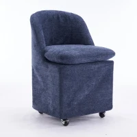 Modern Set of 2 Upholstered Dining Chairs with Soft Chenille, Ergonomic Side Chairs with 360° Swivel Wheels, 21'' L x 21" W x 31" H, Blue(m-14)