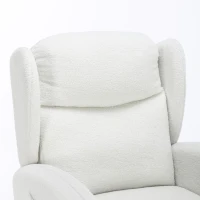 Elegant Teddy Fabric Rocking Chair with Ergonomic Backrest and Plush Filling, Accent Chair with Wooden Legs, 38'' L x 28" W x 40" H, Ivory(m-13)