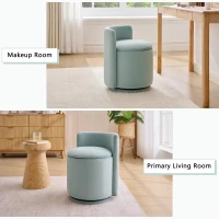 Elegant Velvet Accent Chair with 360° Swivel and 20L Hidden Storage, Chic Barrel Chair with Curved Backrest, 18.5'' L x 18.5" W x 22" H, Aqua(m-5)