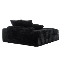Oversized Corduroy Chaise Lounge Sofa with High-Resilience Foam, Cozy Sleeper Couch for Living Room Apartment, 69'' L x 65.5"W x 24.5" H, Black(m-11)