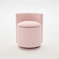 Elegant Velvet Accent Chair with 360° Swivel and 20L Hidden Storage, Chic Barrel Chair with Curved Backrest, 18.5'' L x 18.5" W x 22" H, Pink(m-13)