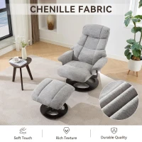 Ergonomic Recliner Chair with Ottoman and Massage, Cozy Swivel Lounge Chair with Heated Seat and 140° Recline, 32'' L x 33" W x 43.5" H, Grey(m-4)