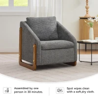 Elegant Chenille Armchair with Cushioned Seat and Nailhead Trim, Ergonomic Accent Chair with Sturdy Wood Frame, 29'' L x 29" W x 29" H, Gray(m-4)