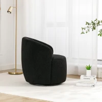 Cozy Teddy Fabric Swivel Accent Chair with Ergonomic Backrest, Classic Barrel Armchair with 360° Rotation, 25.5'' L x 25.5" W x 27.5" H, Black(m-5)