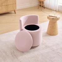 Elegant Velvet Accent Chair with 360° Swivel and 20L Hidden Storage, Chic Barrel Chair with Curved Backrest, 18.5'' L x 18.5" W x 22" H, Pink(m-9)