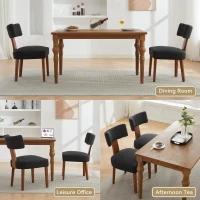 Ergonomic Linen Armless Dining Chair with Padded Seat Cushion, Modern Side Chair for Dining Room Living Room, 24.5'' L x 20.5"W x 34" H, Black(m-7)