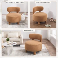 Cozy Teddy Fabric Accent Chair with Padded Seat Cushion, Versatile Slipper Chair for Living Room Bedroom Vanity, 28.5'' L x 28.5"W x 30" H, Khaki(m-8)