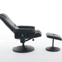 Ergonomic Massage Recliner Chair with Ottoman, Cozy Swivel Lounge Chair with Massage and Seat Heating, 31.5'' L x 29.5" W x 38" H, Black(m-15)