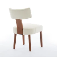 Modern Linen Armless Dining Chair with Padded Seat Cushion, Stylish Side Chair for Dining Room Living Room, 24.5'' L x 20.5"W x 34" H, Beige(m-14)
