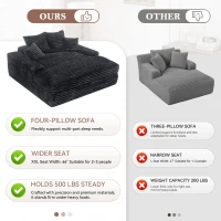 Spacious Corduroy Chaise Lounge Sofa with High-Resilience Foam, Plush Sleeper Couch for Living Room Apartment, 69'' L x 65.5"W x 24.5" H, Gray(m-6)