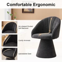 Comfortable Chenille Swivel Accent Armchair with Curved Backrest, Versatile Vanity Chair for Living Room, 22.5'' L x 22"W x 31.5" H, Gray(m-7)
