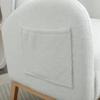 Elegant Teddy Fabric Rocking Chair with Ergonomic Backrest and Plush Filling, Accent Chair with Wooden Legs, 38'' L x 28" W x 40" H, Ivory(m-8)