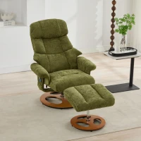 Ergonomic Recliner Chair with Ottoman and Massage, Cozy Swivel Lounge Chair with Heated Seat and 140° Recline, 32'' L x 33" W x 43.5" H, Green(m-1)