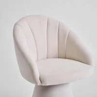 Elegant Swivel Accent Armchair with Curved Backrest, Chenille Vanity Chair with 360° Rotation and Armrests, 22.5'' L x 22" W x 31.5" H, Beige(m-11)