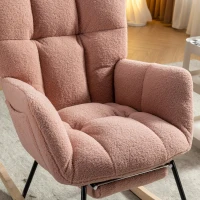 Snug Teddy Fabric Rocking Chair with Adjustable Footstool, Ergonomic Nursery Chair for Living Room Bedroom, 37-49'' L x 26"W x 35-36" H, Pink(m-13)