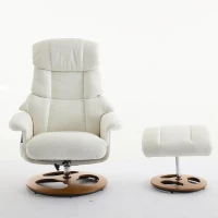 Ergonomic Recliner Chair with Ottoman and Massage, Cozy Swivel Lounge Chair with Heated Seat and 140° Recline, 32'' L x 33" W x 43.5" H, White(m-13)