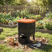 Outsunny 4-Tray Worm Composter Bin, 7.4 Gal Outdoor & Indoor Worm Composter for Recycling Food Waste, Orange(m-9)
