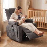 HOMCOM Swivel Rocker Power Recliner Chair with Massage Heat 2D Armrests Adjustable Headrest Phone Holder USB Port, Dark Gray(m-10)