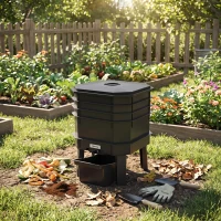 Outsunny 4-Tray Worm Composter Bin, 7.4 Gal Outdoor & Indoor Worm Composter for Recycling Food Waste, Black(m-9)