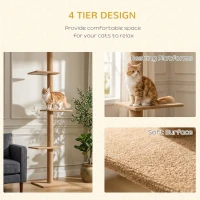 PawHut 4-level Platform Cat Tree with Sisal-Covered Scratching Posts Natural Cat Tree Activity Center for kittens , Brown(m-6)