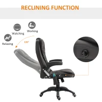 HOMCOM Executive Massage Chairs Heated High Back Reclining Office Chair Swivel Leather Adjustable Vibrating Furniture Black(m-7)