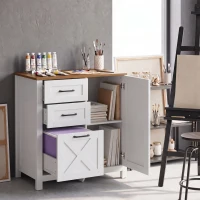 HOMCOM Filing Cabinet with 3 Drawers Printer Stand Adjustable Shelf Door Cabinet White Walnut(m-9)