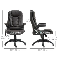 HOMCOM Office Chair Heated Ergonomic Massage Swivel Vibrating High Back Faux Leather Executive Chair Office (Brown)(m-3)