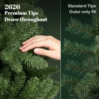 HOMCOM 7.5ft Prelit Christmas Tree, Colorado Blue Spruce, Easy Plug, Hinged Xmas Tree with Warm White & Multi-Colour LEDs(m-5)