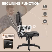 HOMCOM Office Chair Heated Ergonomic Massage Swivel Vibrating High Back Faux Leather Executive Chair Office (Brown)(m-6)