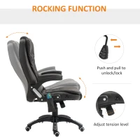 HOMCOM Executive Massage Chairs Heated High Back Reclining Office Chair Swivel Leather Adjustable Vibrating Furniture Black(m-6)