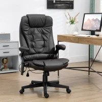 HOMCOM Office Chair Heated Ergonomic Massage Swivel Vibrating High Back Faux Leather Executive Chair Office (Brown)(m-1)
