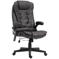 HOMCOM Office Chair Heated Ergonomic Massage Swivel Vibrating High Back Faux Leather Executive Chair Office (Brown)(m-11)