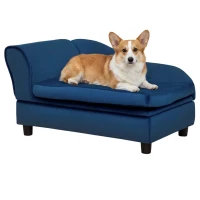 PawHut Pet Sofa Bed, Indoor Couch with Hidden Storage for Cats and Small Dogs, Blue(m-1)