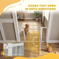 PawHut 30"-41" Extra Wide Walk Through Dog Gate w/ Cat Door, 3-Inch & 5.5-Inch Extension Kits, 30" High(m-8)