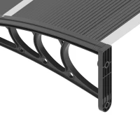 Outsunny Window Awning Door Canopy, 77.2" x 29.5" Modern Polycarbonate Cover with Solid Panel, Black(m-11)