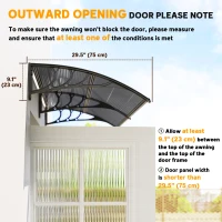 Outsunny Window Awning Door Canopy, 77.2" x 29.5" Modern Polycarbonate Cover with Solid Panel, Black(m-7)