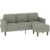 HOMCOM 78" Sectional Sofa, Small L Shaped 3-Seater Couch with Ottoman, Thick Cushions, Pocket Springs, Grey(m-13)