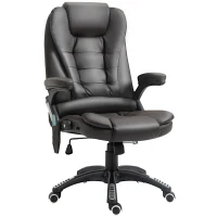 HOMCOM Executive Massage Chairs Heated High Back Reclining Office Chair Swivel Leather Adjustable Vibrating Furniture Black(m-11)