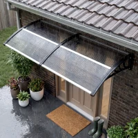 Outsunny Window Awning Door Canopy, 77.2" x 29.5" Modern Polycarbonate Cover with Solid Panel, Black(m-8)