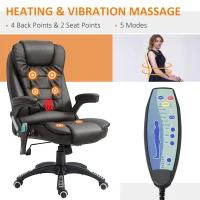 HOMCOM Executive Massage Chairs Heated High Back Reclining Office Chair Swivel Leather Adjustable Vibrating Furniture Black(m-4)