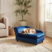 PawHut Pet Sofa Bed, Indoor Couch with Hidden Storage for Cats and Small Dogs, Blue(m-10)