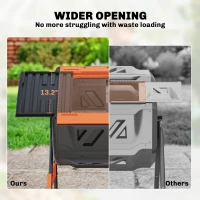 Outsunny Compost Bin Outdoor, 53 Gal Dual Chamber Tumbling Composter with Adjustable Vents, BPA Free Tumbling Composter, Orange(m-6)